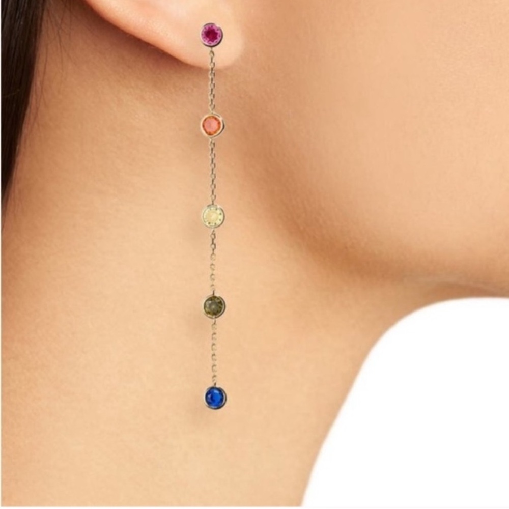 Kate Spade Rainbow Crystal Dot linear drop earrings